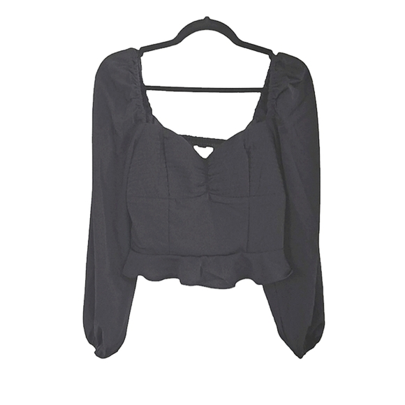 BAND OF GYPSIES  Black Cropped Long Sleeve Top Size Large - Picture 1 of 5